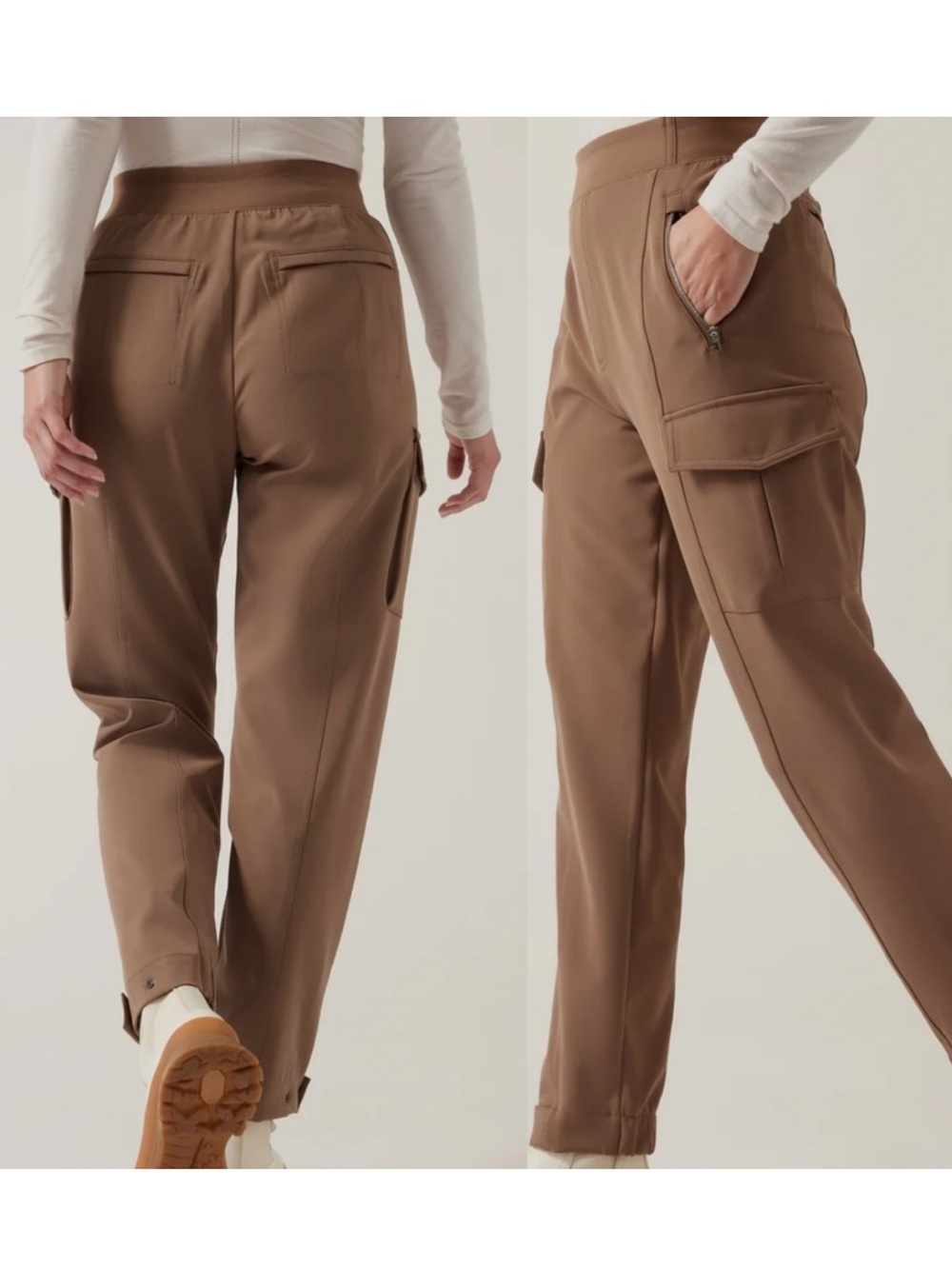 6T Athleta Endless High Rise Cargo Pant tall brown women’s adjustable hem